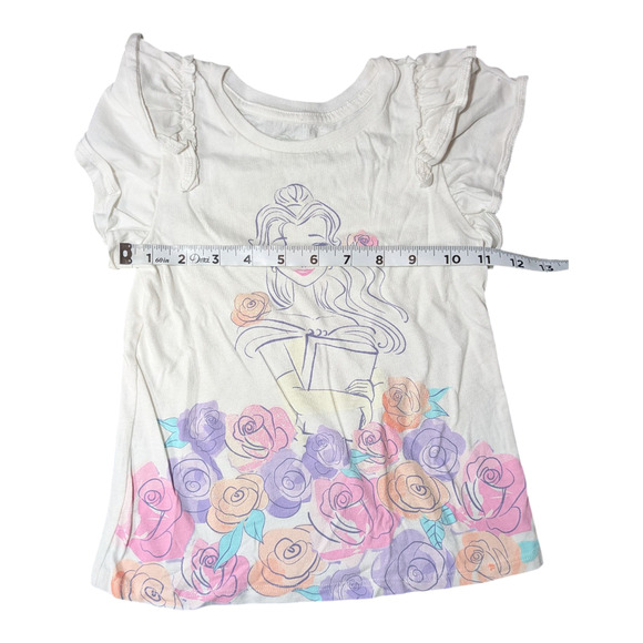 Disney - Princess Belle w/ her Book and Roses-Butterfly Short Sleeve Tee Size 5T - Picture 2 of 5